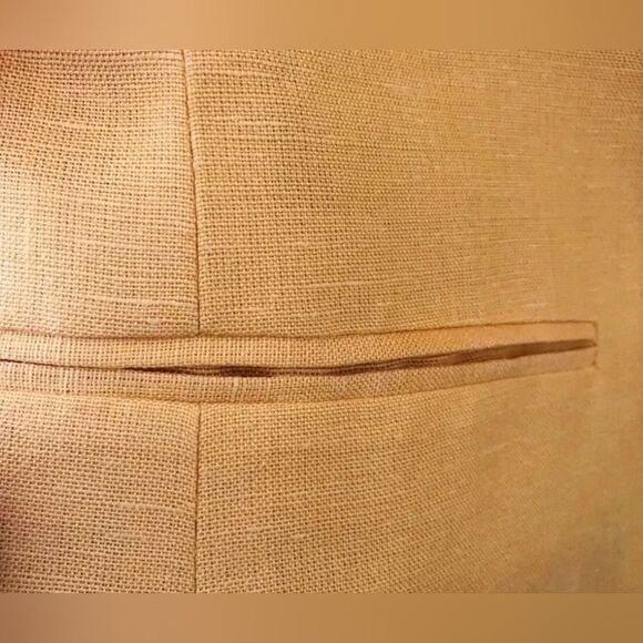 Harve Benard by BenardHolzman 14 Yellow 100%LINENCroppedPocketLined Women Blazer - Picture 7 of 7